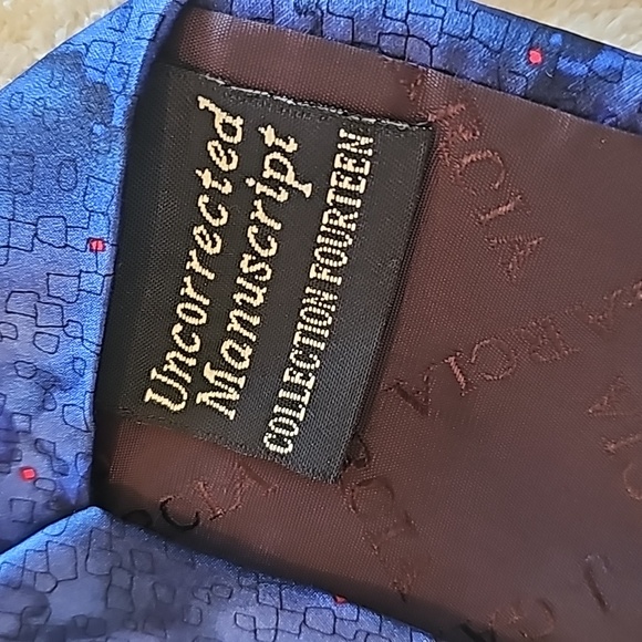 J. Garcia Genuine Silk Tie, Blue with Red Speckles - Picture 2 of 7